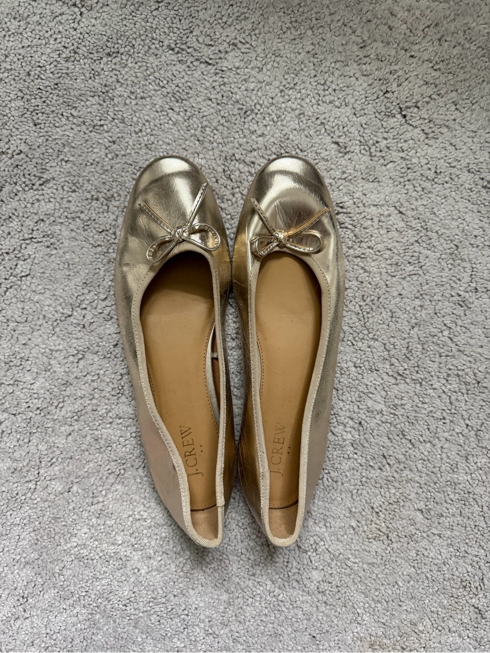 J.Crew Gold Ballet Flats with Bow Accent Size 9
